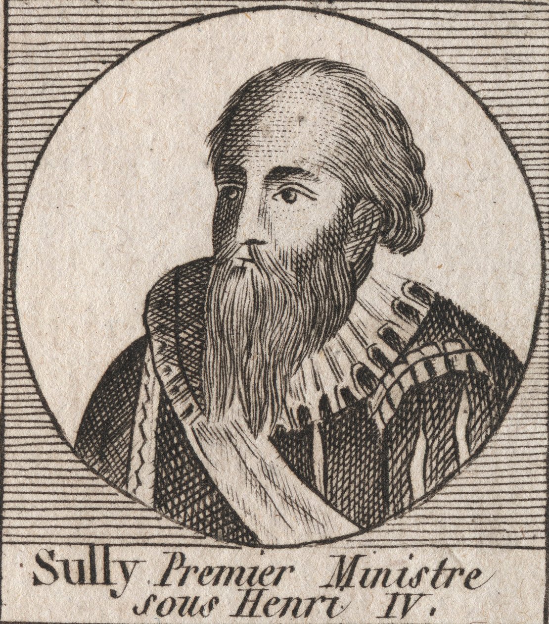 Retrato de Maximiliano de Betune (1559-1641), Duque de Sully, Ministro de Henrique IV - Maximiliano de Betune, primeiro duque de Sully, fiel braço direito que assistiu o rei Henrique IV de França - gravura de "Instruction sur l