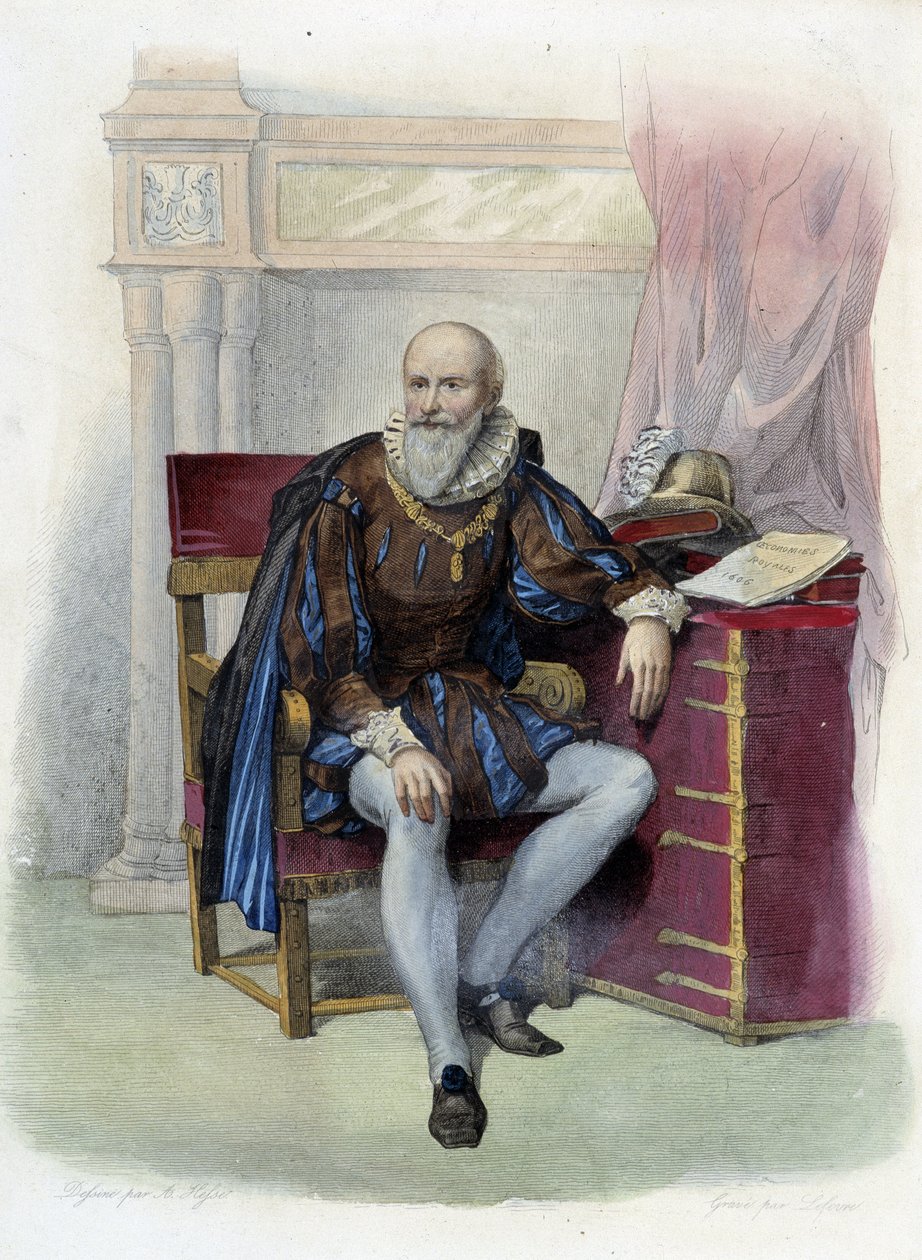Retrato de Maximiliano de Bethune (1560-1641), Duque de Sully, estadista francês - in "Le Plutarque francais" ed. Mennechet, Paris de Unknown artist