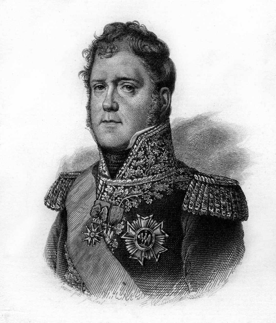 Retrato de Michel Ney (1769-1815), Duque de Elchingen, Príncipe de Moskova, Marechal de França, gravura do século XIX de Unknown artist