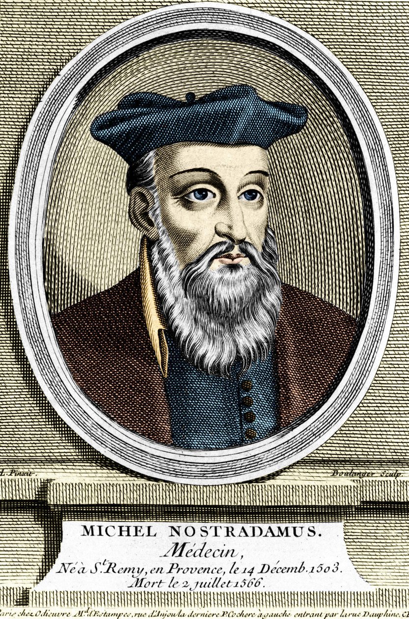 Retrato de Michel Nostradamus, médico e astrólogo, não tinha Saint Remy de Provence (Saint-Remy-de-Provence) em 14/12/1503 e morreu em 02/07/1566. Gravura do século XVII. de Unknown artist