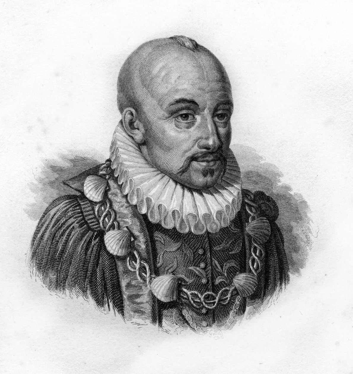 Retrato de Michel de Montaigne, gravura do século XIX de Unknown artist