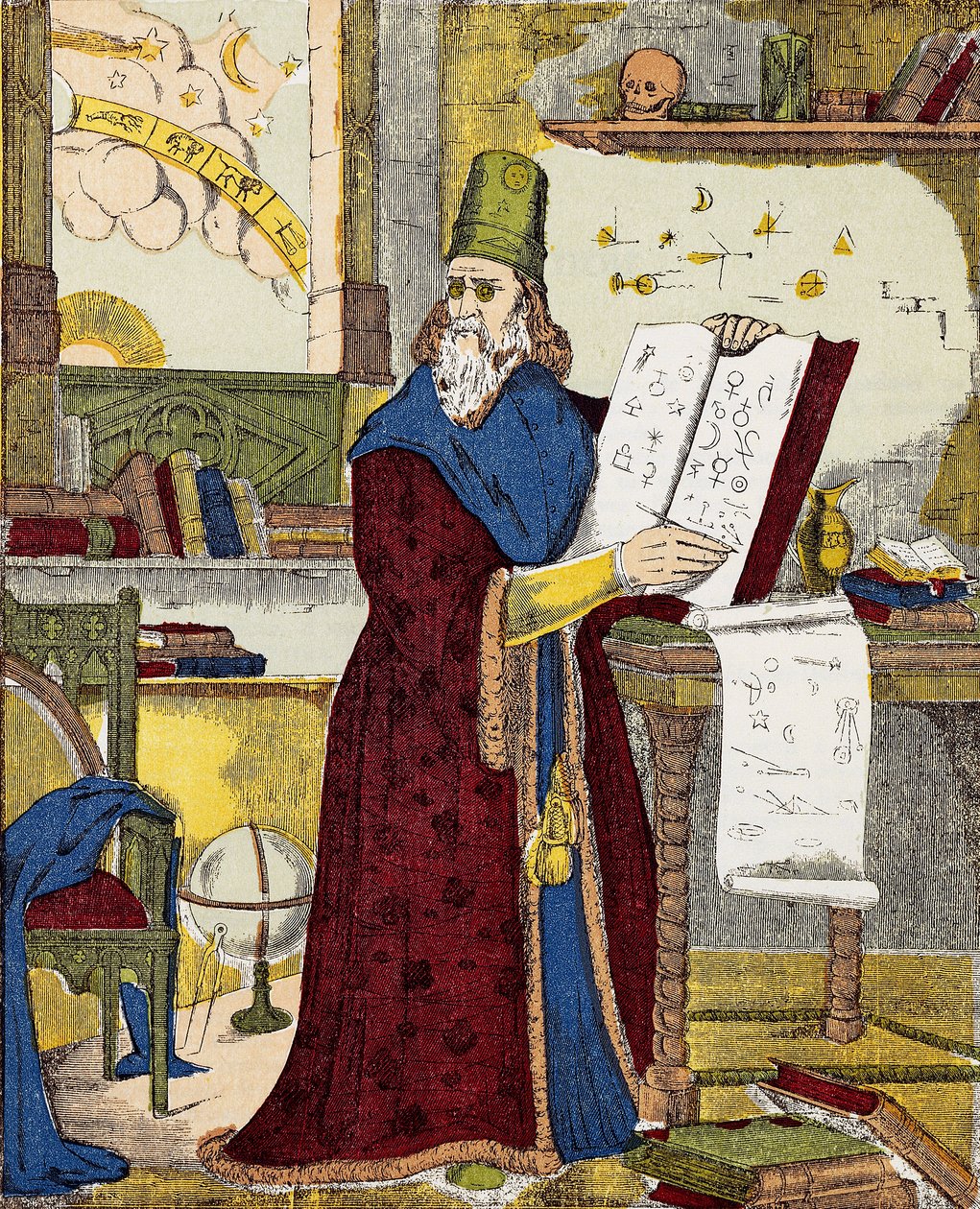 Retrato de Michel de Notre Dame (Nostradamus) Astrólogo francês - Retrato de Nostradamus, Michel de Notre Dame (1503-1566) Astrólogo francês e médico - Gravura de Unknown artist