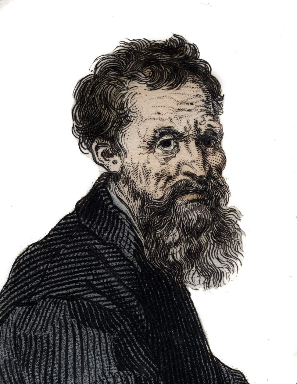 Retrato de Michelangelo Buonarroti escultor italiano - Retrato de Michelangelo Buonarroti este Michel Ange (Michelangelo ou Michelangelo de Unknown artist