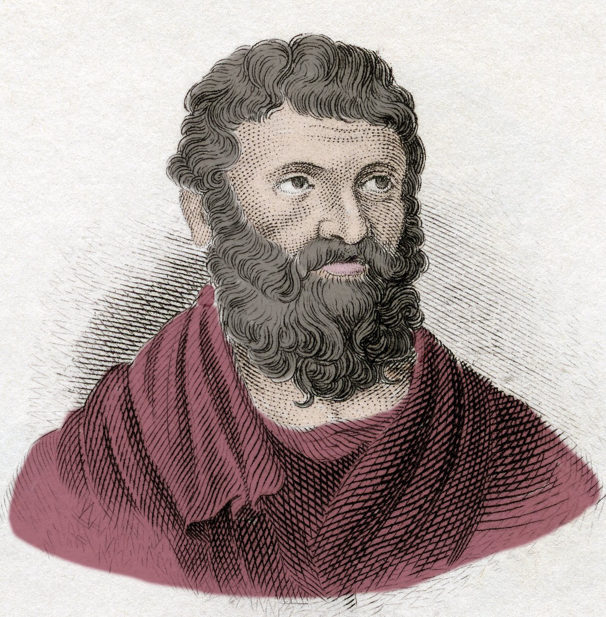 Retrato de Miltiad (Miltiades) the Young (540-489 AC), estratégia ateniense e tirano de Chersonese of Thrace. Gravura do século XIX. de Unknown artist