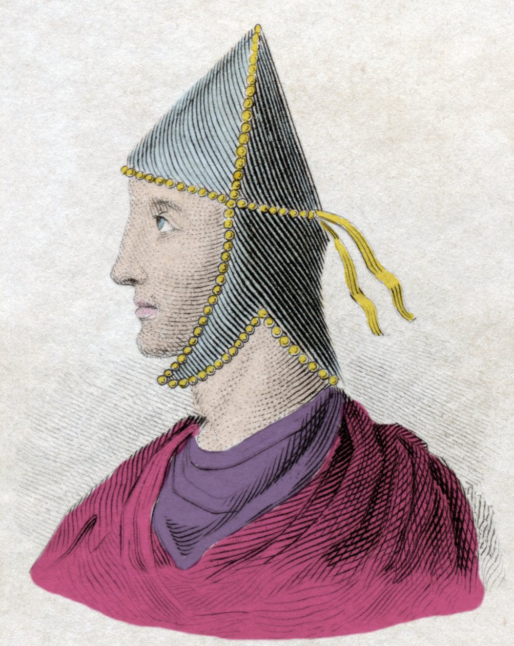 Retrato de Mithridate VI Eupator chamado o Grande (v.132-63 a.C.), Rei da Ponte. (Mitridate, re di Ponto) Gravura do século XIX. de Unknown artist