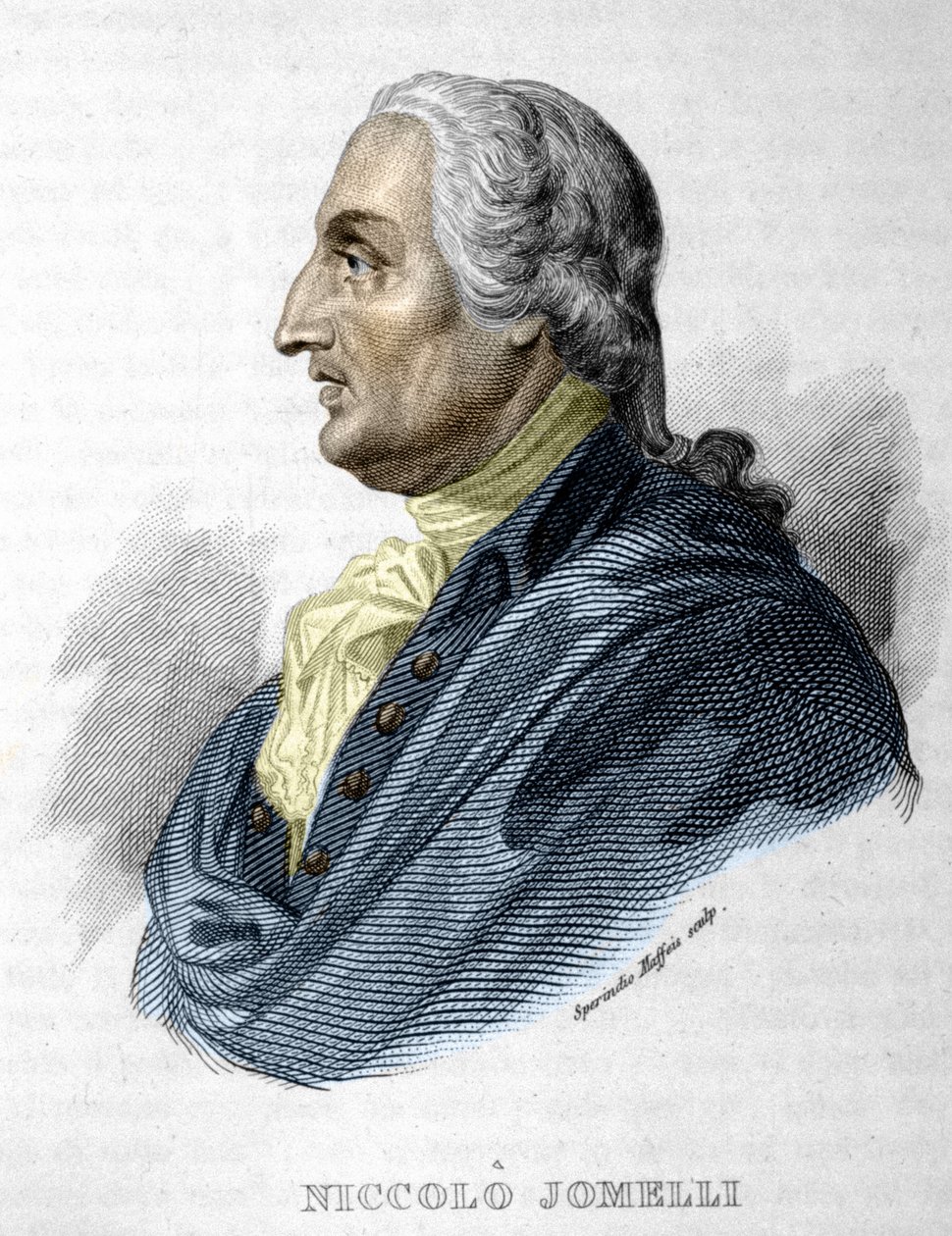 Retrato do compositor italiano Niccolo JOMDELLI 10 Setembro 1714 (Aversa) - 25 Agosto 1774 (Nápoles) gravura século XIX de Unknown artist