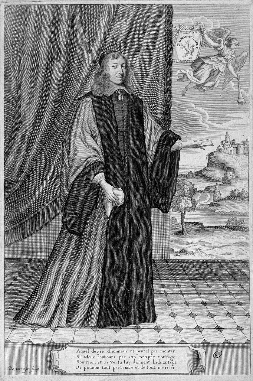 Retrato de Nicolas Fouquet. sd. Gravura do século XIX de Unknown artist