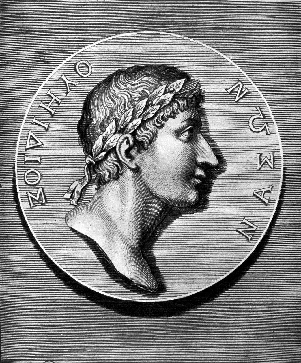 Retrato de Ovide em medalhão. Gravura do século XIX. Coll Maciet, Bibliotheque des Arts décoratifs, Paris. de Unknown artist
