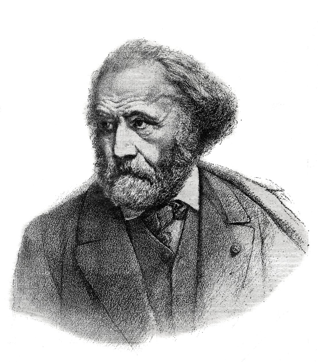 Retrato de Paul Chenavard (1807-1895), pintor francês - gravura de 1895 de Unknown artist