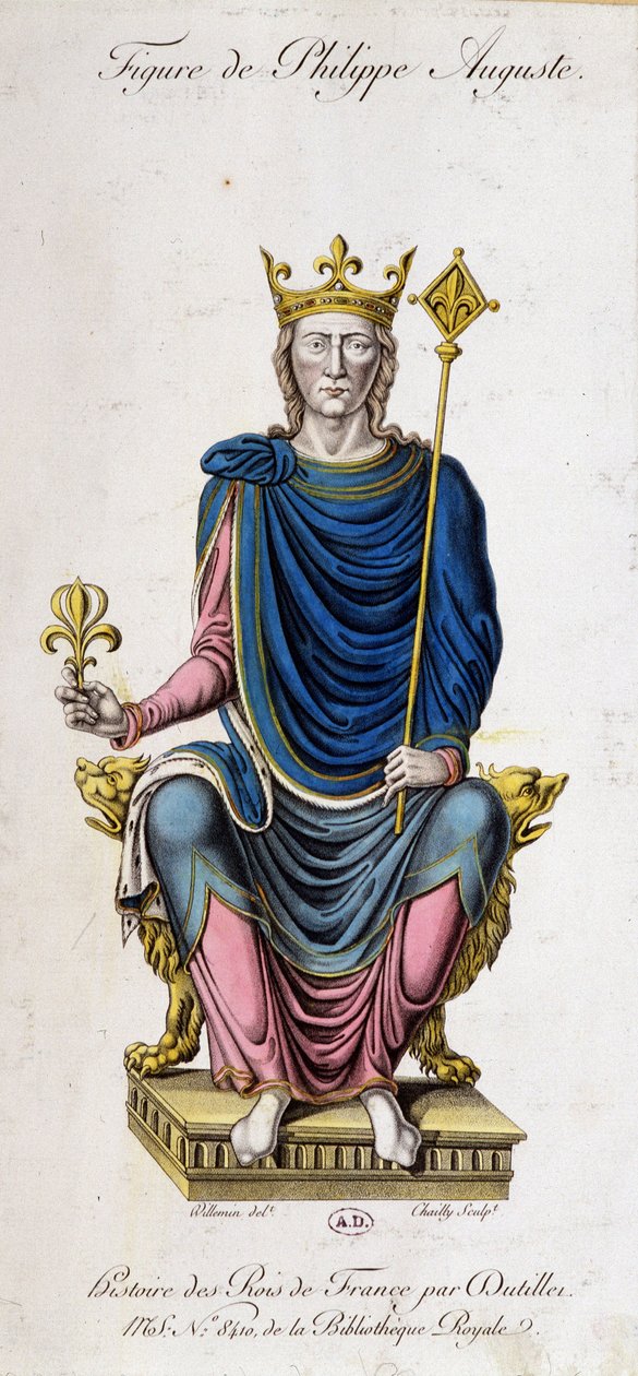 Retrato de Philip Augustus no seu trono - de um documento do século XIII de Unknown artist