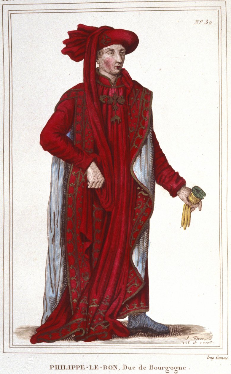 Retrato de Filipe III, o Bom (1396-1467), gravura do Duque de Borgonha de 1830 de Unknown artist