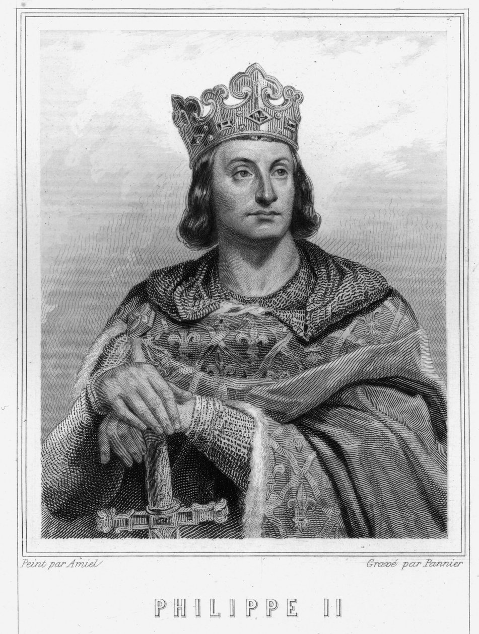 Retrato de Philip II dit Philippe Auguste (1165-1223), Rei da França - em "Histoire des Français" de Lavallée, gravura, sd. de Unknown artist