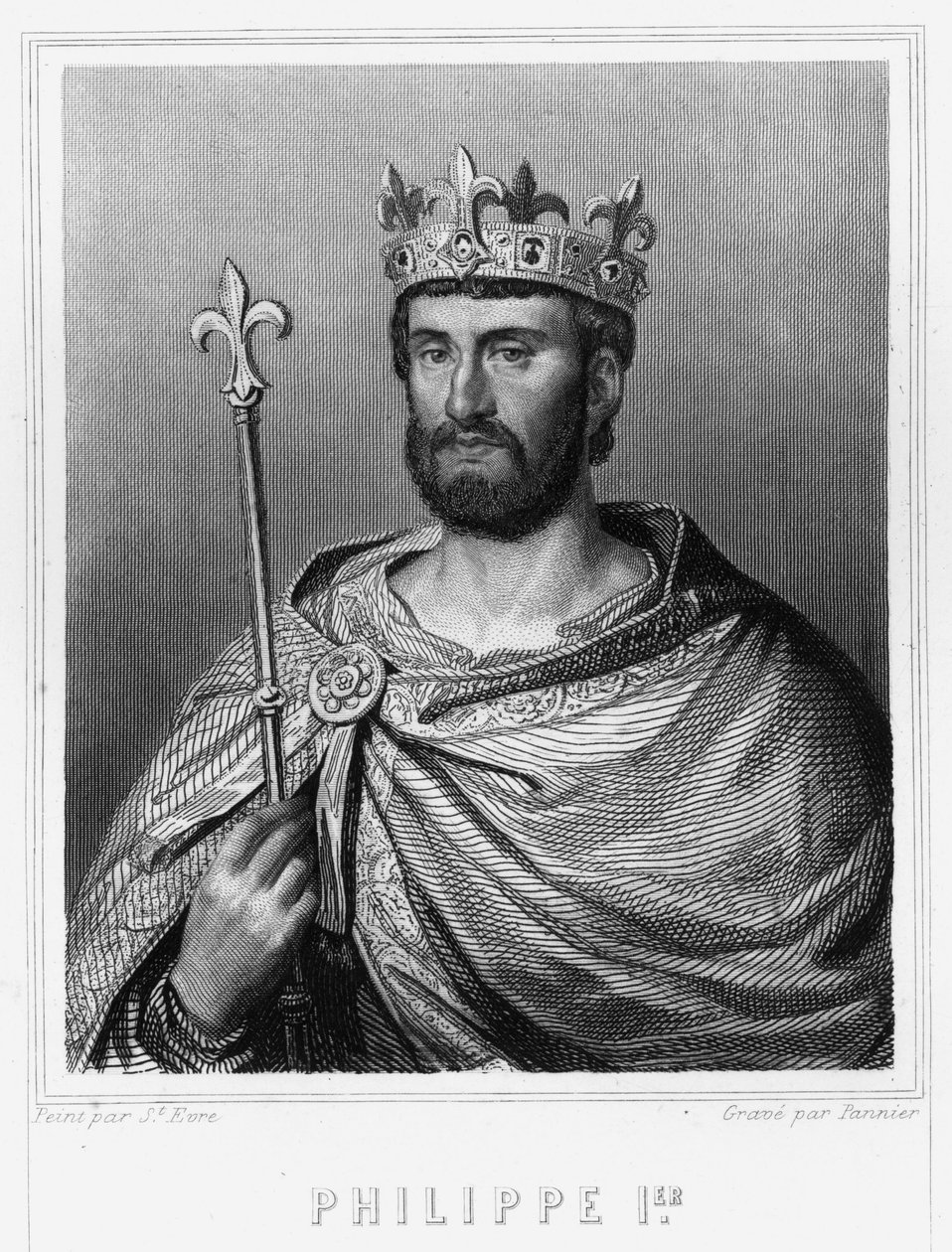Retrato de Filipe I (1060 - 1108), Rei de França - em "Histoire des Français" de Lavallée, gravura, sd. de Unknown artist