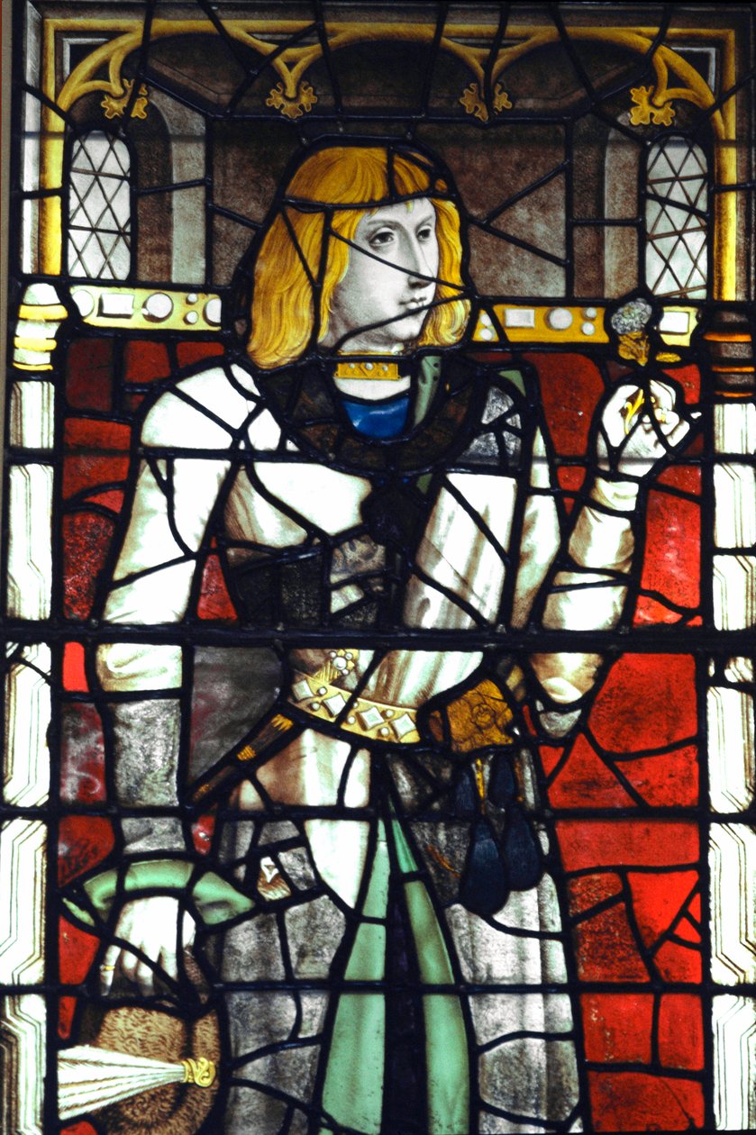 Retrato de Filipe I de Hasburg (1478-1506) Rei de Espanha Vidro manchado do século XV. Bruges, Capela do Sangue Santo de Unknown artist
