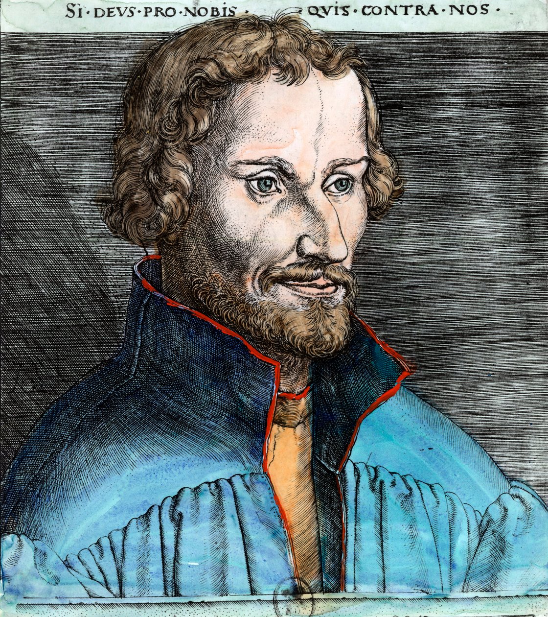Retrato de Philippe Schwarzerd dit Melanchton (1497 - 1560), reformador protestante alemão (luterano). Gravura do século XVI. Coleção particular. de Unknown artist
