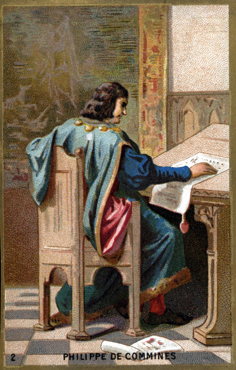 Retrato de Philippe de Commines (Comynes ou Comines) (1447-1511). Cromolitografia do século XIX. de Unknown artist