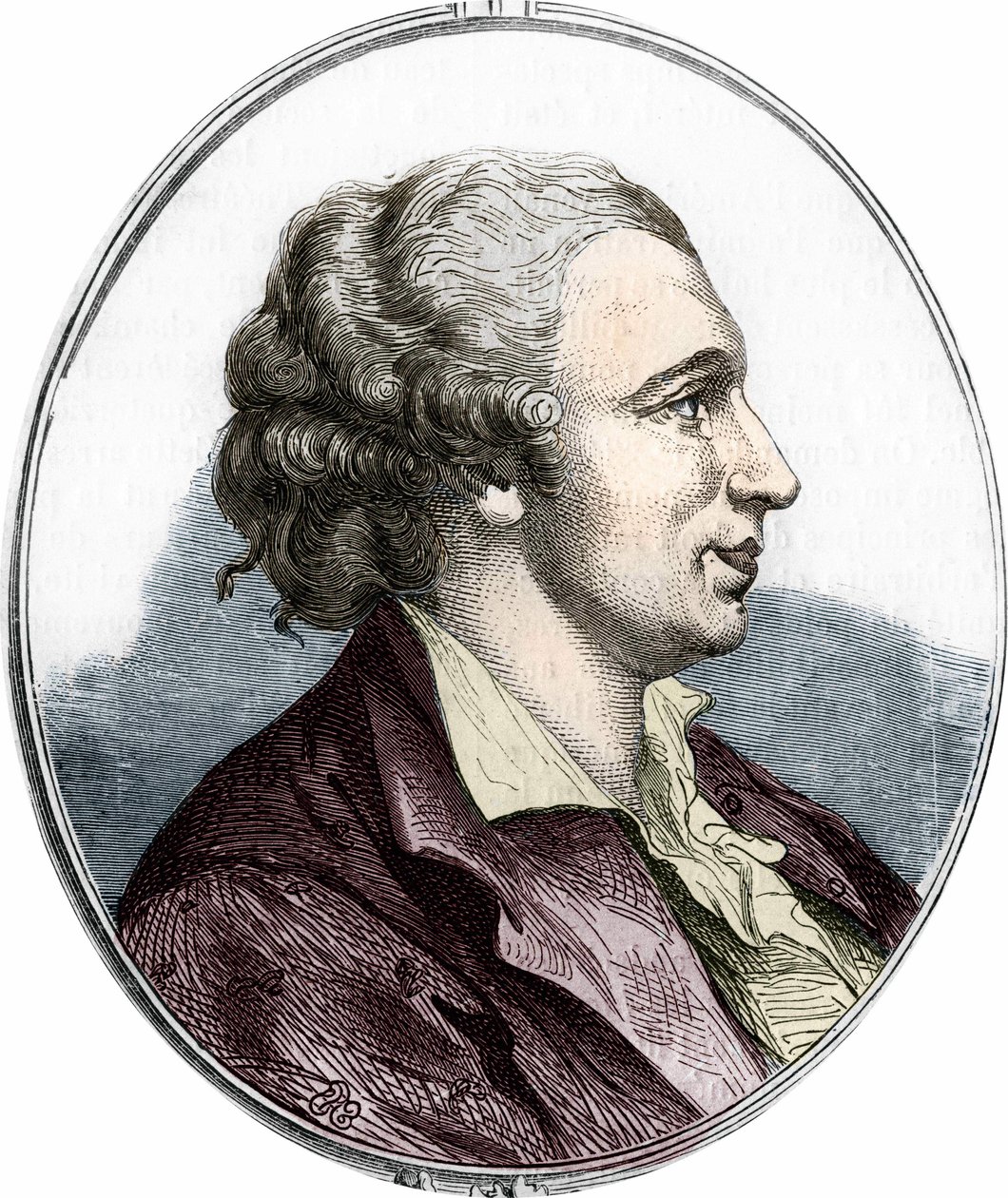 Retrato de Pierre Augustin Caron de Beaumarchais (1732 - 1799) escritor e dramaturgo francês. gravura de 1866. de Unknown artist
