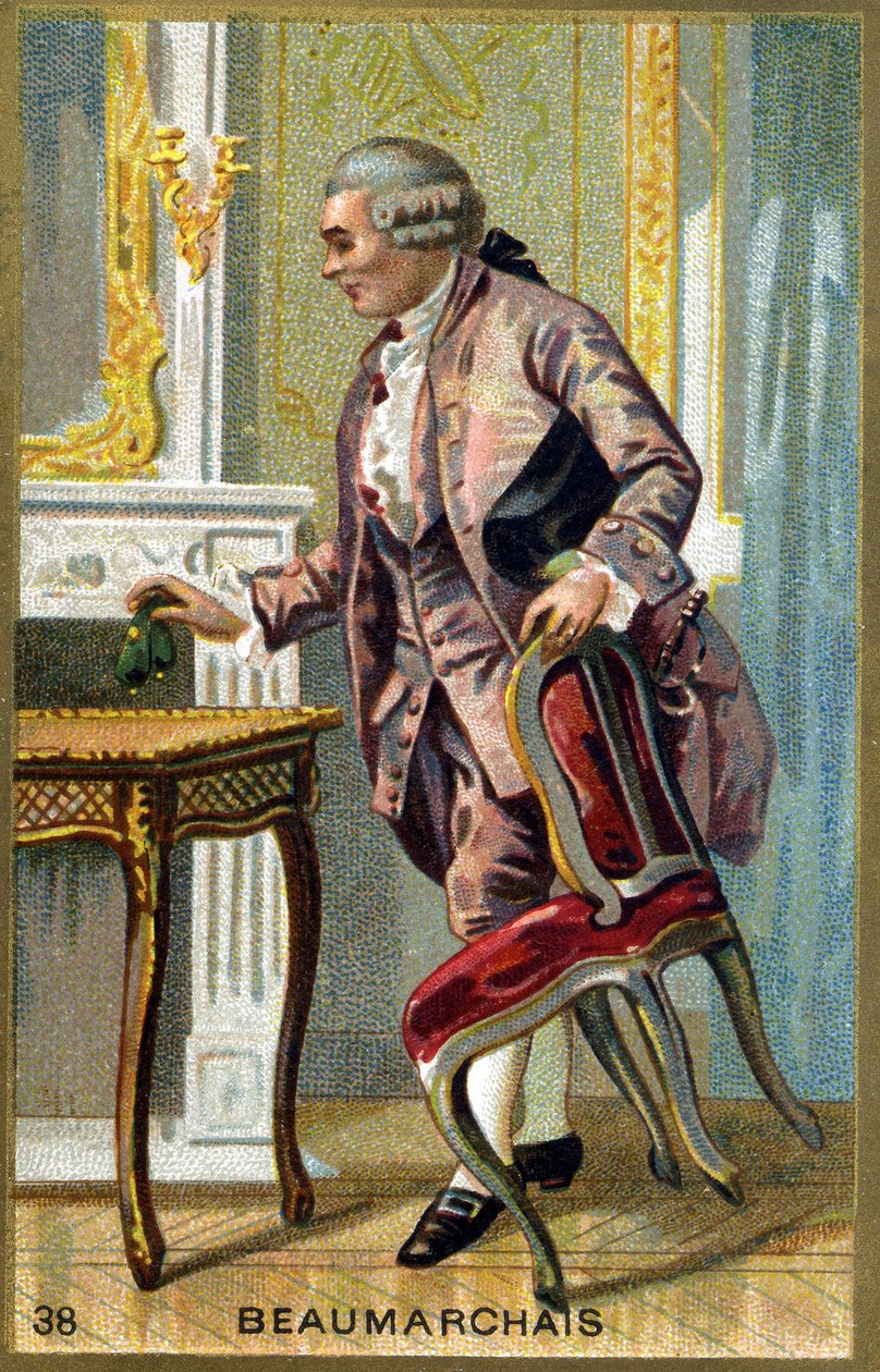 Retrato de Pierre Augustin Caron de Beaumarchais (1732 - 1799) escritor e dramaturgo francês. Cromolitografia do século XIX. de Unknown artist