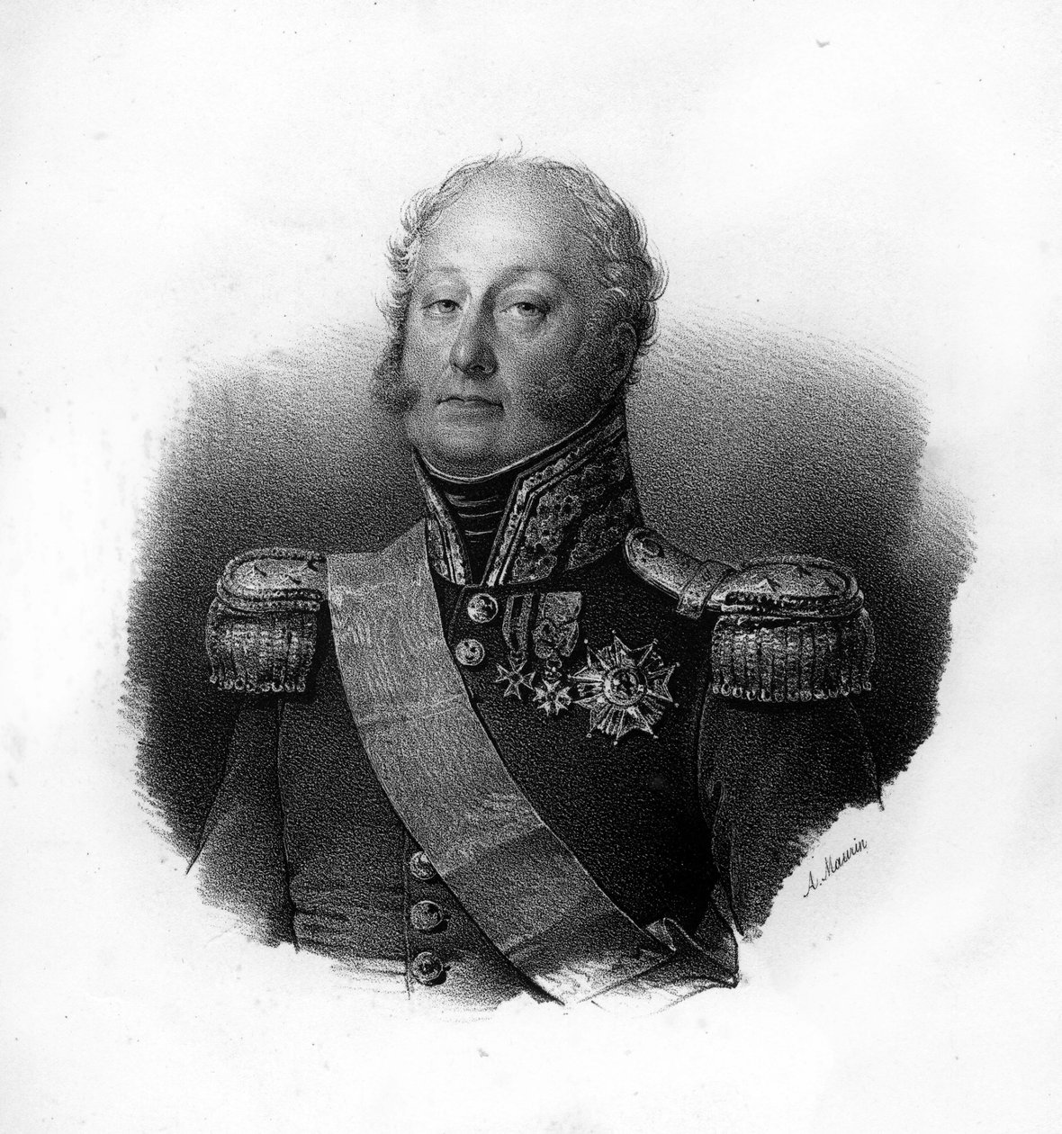 Retrato de Pierre Claude, Conde Pajot, dit Pajol (1772-1844), general francês, gravura do século XIX de Unknown artist