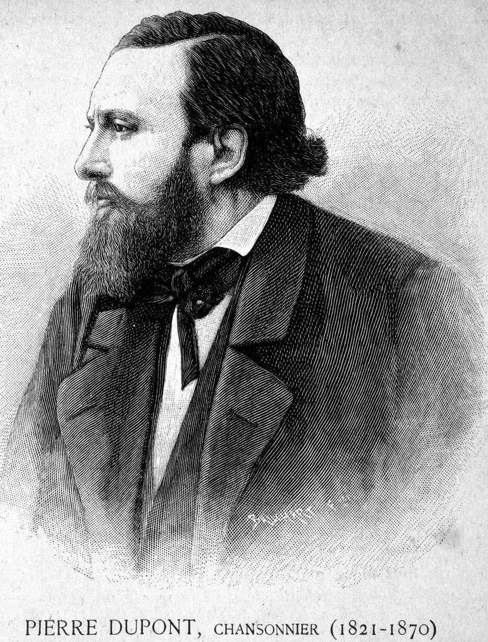 Retrato de Pierre Dupont, Chansonnier (1821 -1870) - em "Les Contemporains", n.d. final do século XIX. de Unknown artist