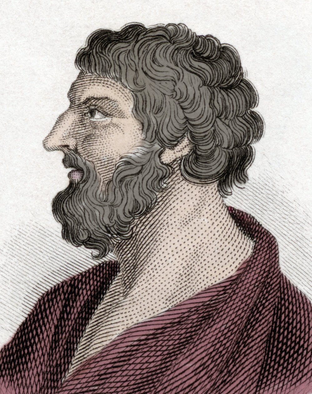 Retrato de Pittacos do estadista grego Mytilene (650-570 a.C.) (Pittacus of Mytilene). Gravura do século XIX. de Unknown artist