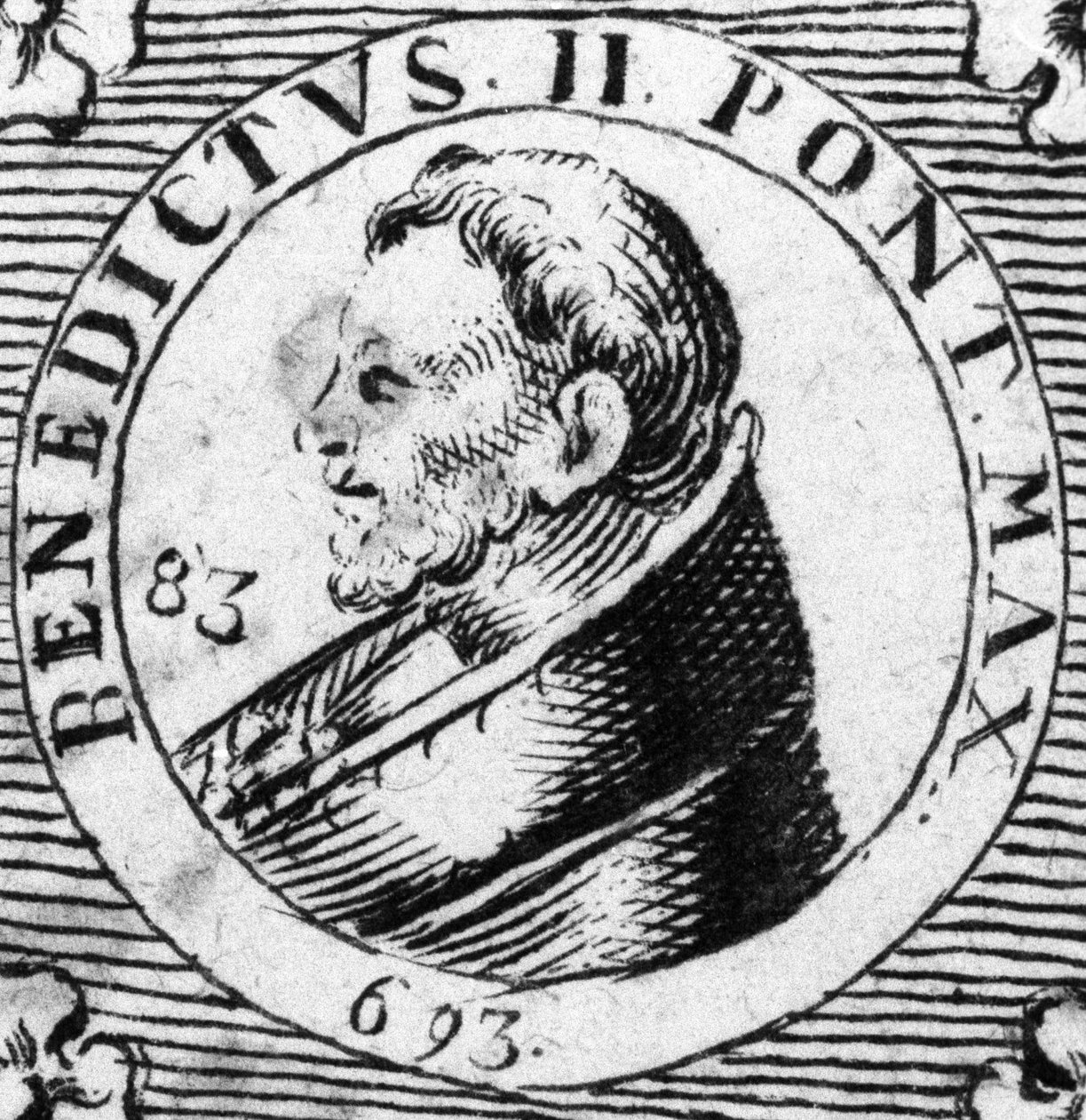 Retrato do Papa Bento II. Gravura do século XIX. de Unknown artist
