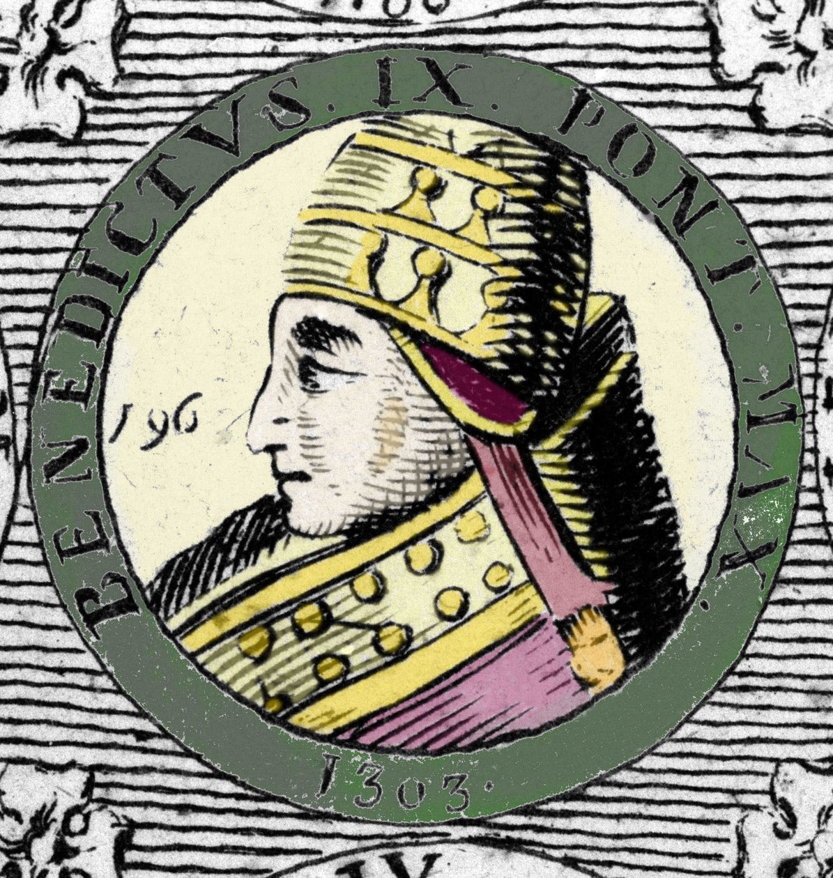 Retrato do Papa Bento IX. Gravura do século XIX. de Unknown artist