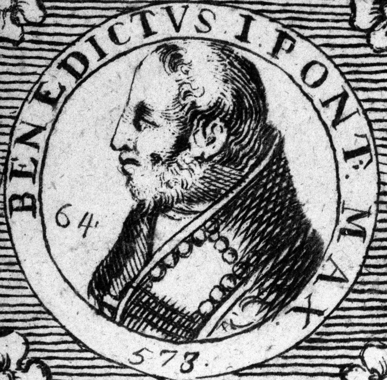 Retrato do Papa Bento I. Gravura do século XIX. de Unknown artist