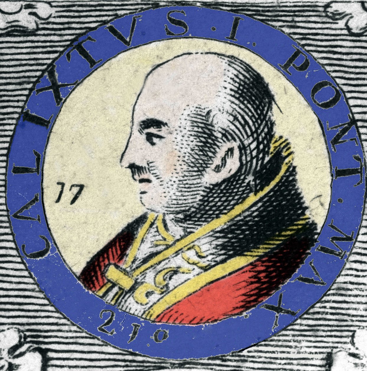 Retrato do Papa Calixte (ou Callist) I, papa nascido em 155 (Papa San Callisto). de Unknown artist