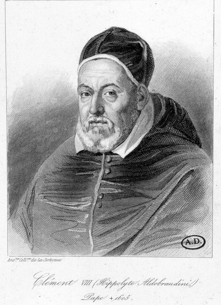 Retrato do Papa Clemente VIII - gravura de Unknown artist