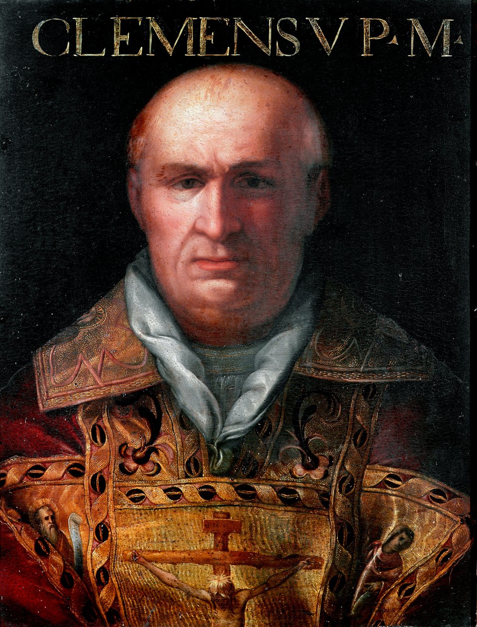Retrato do Papa Clemente V (1264-1314) ne Bertrand de Got (1264-1314). Pintura anônima do século XVII da "Raccolta Gioviana" Firenze Galleria degli Uffizi. de Unknown artist