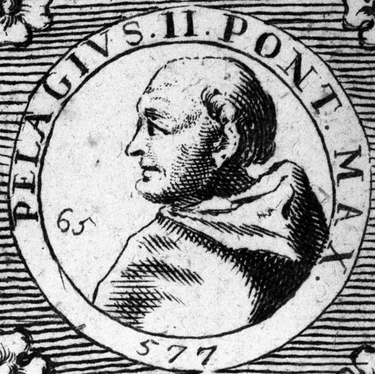 Retrato do Papa Pelage II (Pelagius) (520-590). de Unknown artist