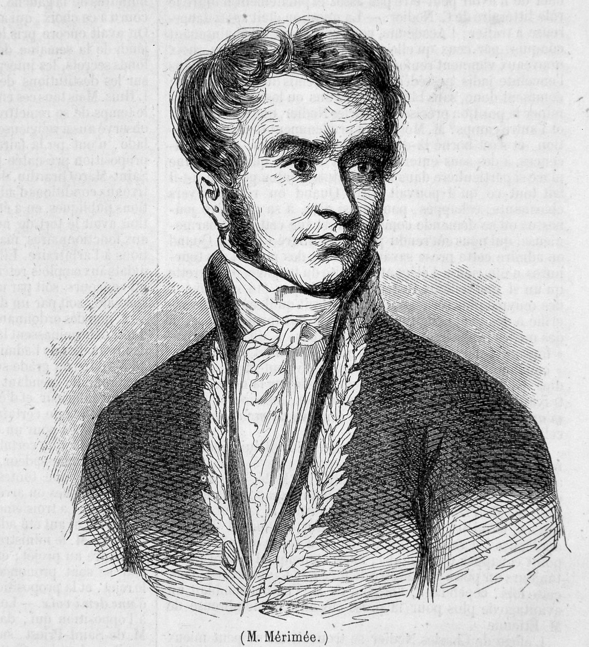 Retrato de Prosper Mérimée. Gravura do século XIX. de Unknown artist