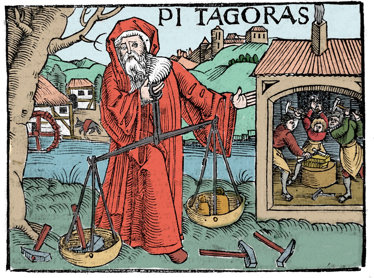 Retrato de Pitágoras (Pitágoras) - Página da "Compendiara musica" de Koswick 1516 - de Unknown artist