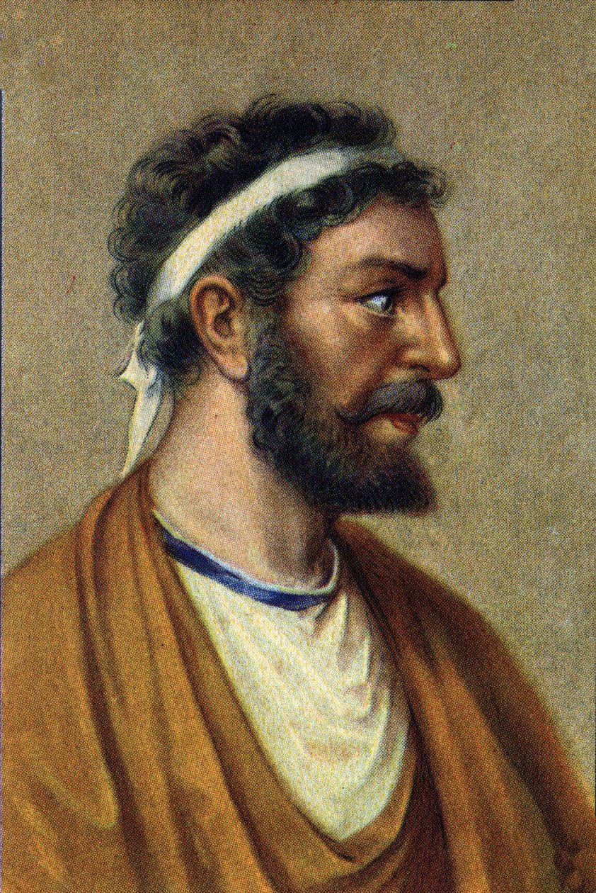Retrato de Pitágoras, filósofo, matemático e cientista grego (560-480 a.C.).Pitágoras (Pitagora) (c560 - 480 a.C.), filósofo e cientista grego. Matemática. de Unknown Artist