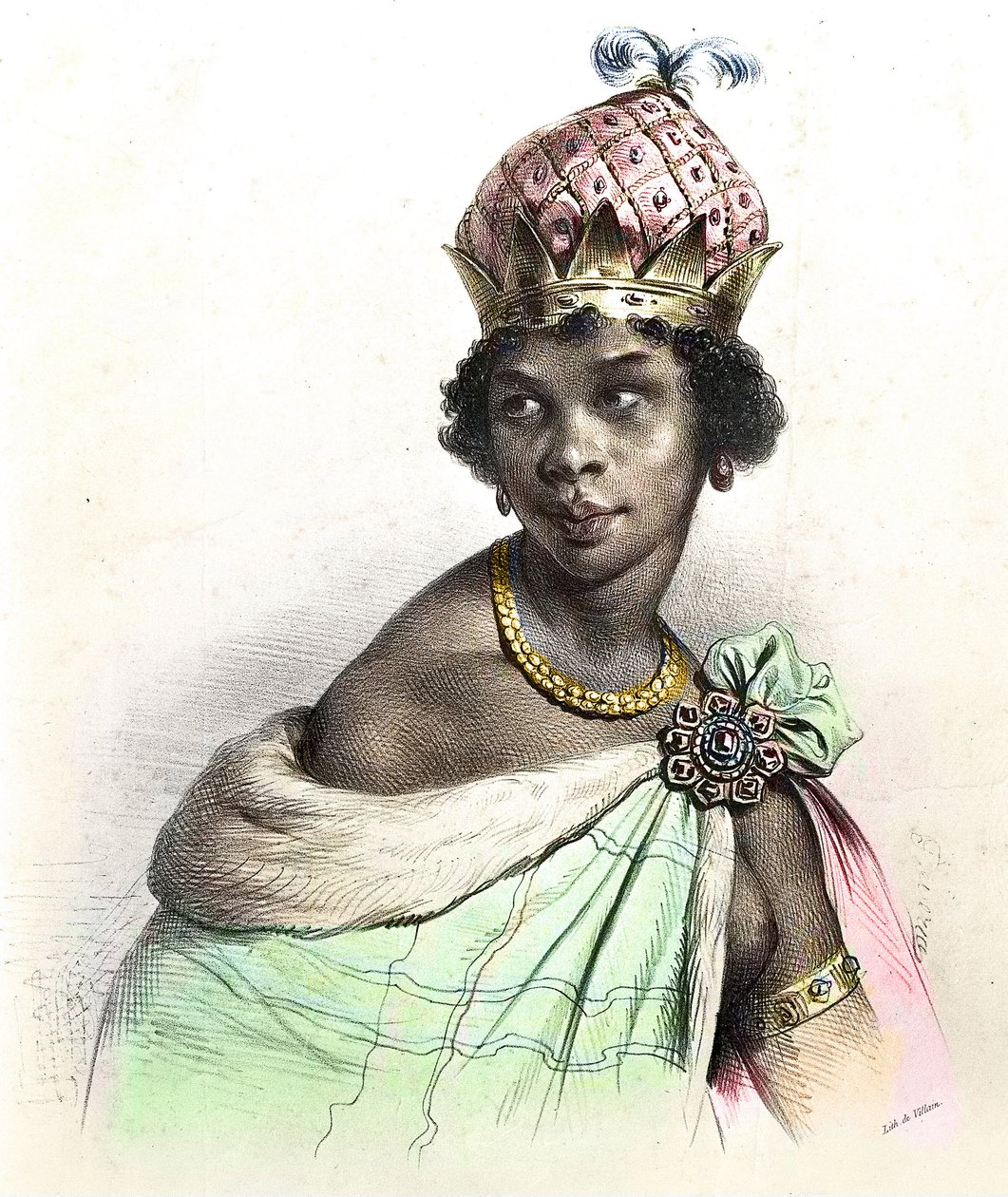 Portrait of Queen Anna Nzinga or Ana de Sousa Nzinga Mbande - Anna Nzinga, Ana de Sousa Nzinga Mbande or Njinga Mbandi - Nzinga du Ndongo et Matamba - “Ginga, a Rainha Quilombola de Matamba e Angola” de Unknown artist