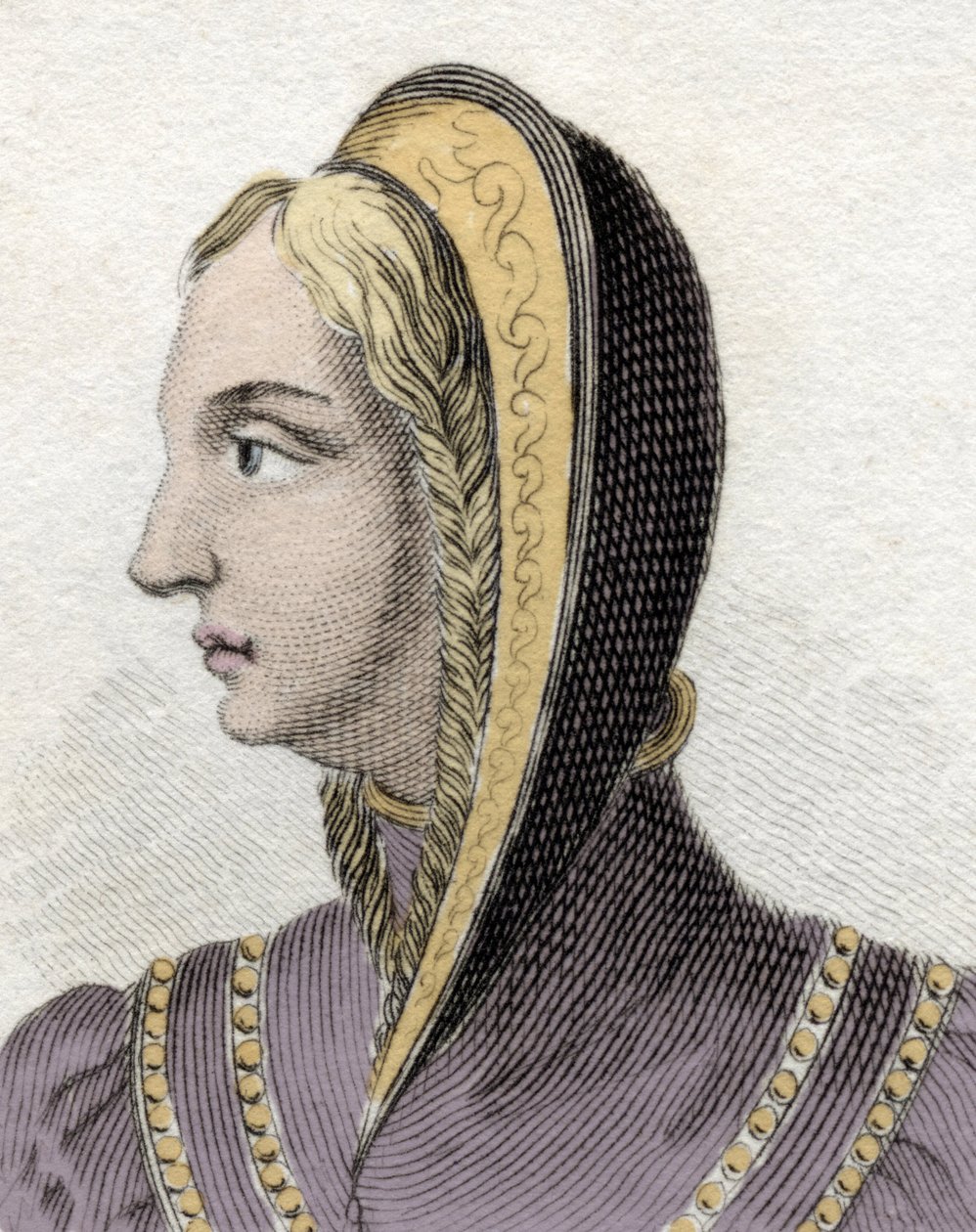 Retrato da Rainha Isabel de Castela (Isabel 1ª a Católica) (1451-1504). Gravura do século XIX. de Unknown artist