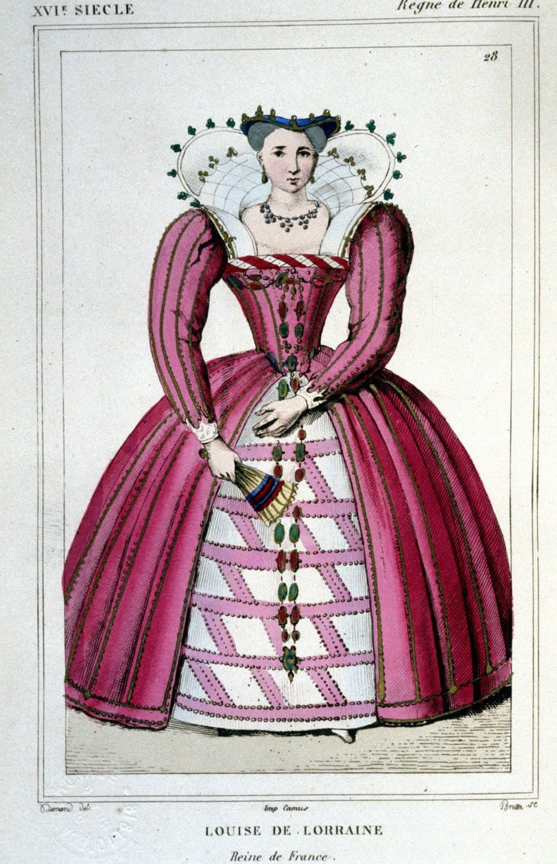 Retrato da Rainha Luísa de Lorena (1553 - 1601), esposa de Henrique III. Gravura a partir de 1830. de Unknown artist