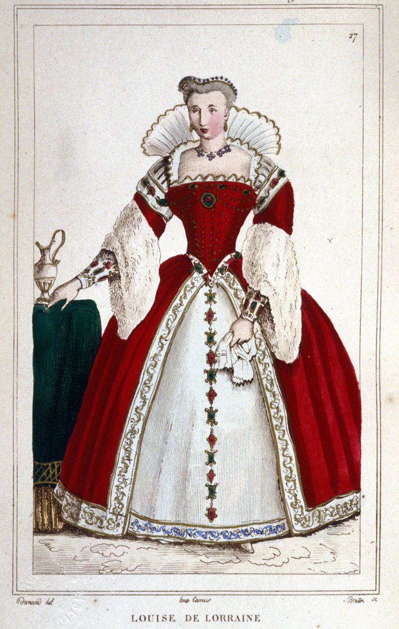 Retrato da Rainha Luísa de Lorena (1553 - 1601), esposa de Henrique III. Gravura de 1830. de Unknown artist