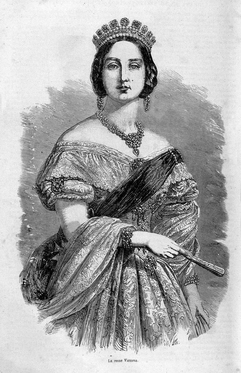 Retrato da Rainha Vitória jovem - gravura, meados do século XIX de Unknown artist