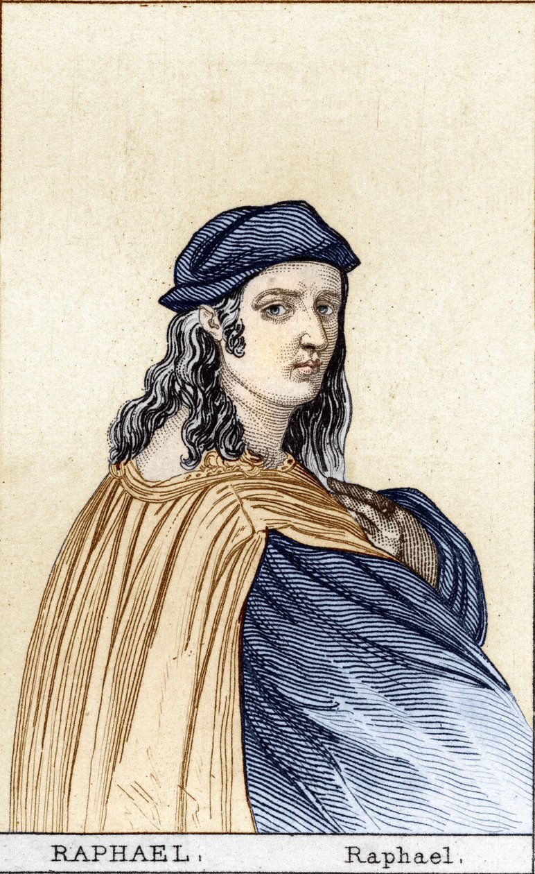 Retrato de Rafael (Raffaello Sanzio 1483 - 1520) (1483 - 1520), pintor italiano. Gravura do século XIX. de Unknown artist