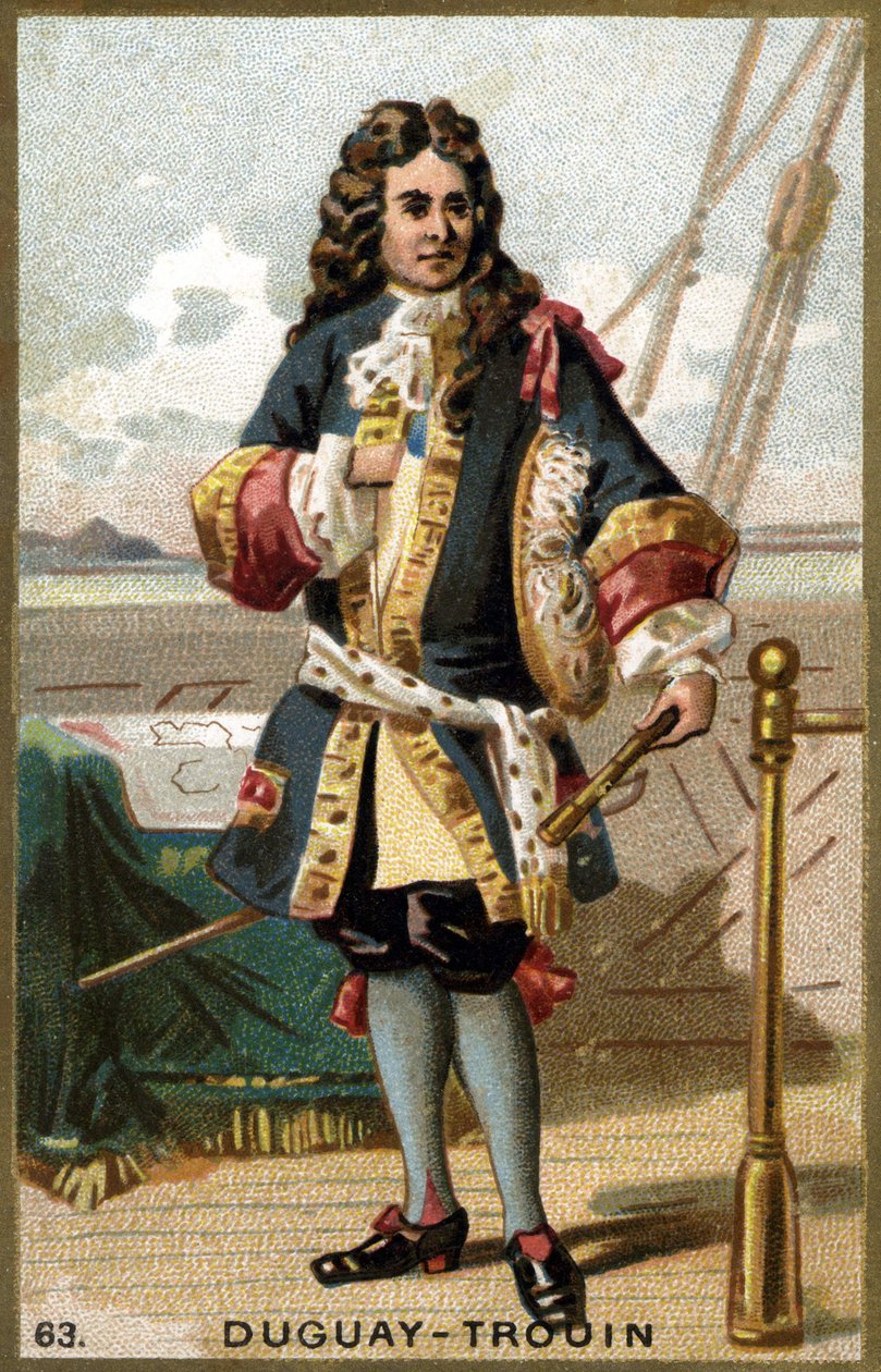 Retrato de Rene Duguay Trouin (Duguay-Trouin) (Rene Trouin du Gue dit) (1673-1736), marinheiro francês. Cromolitografia do século XIX. de Unknown artist