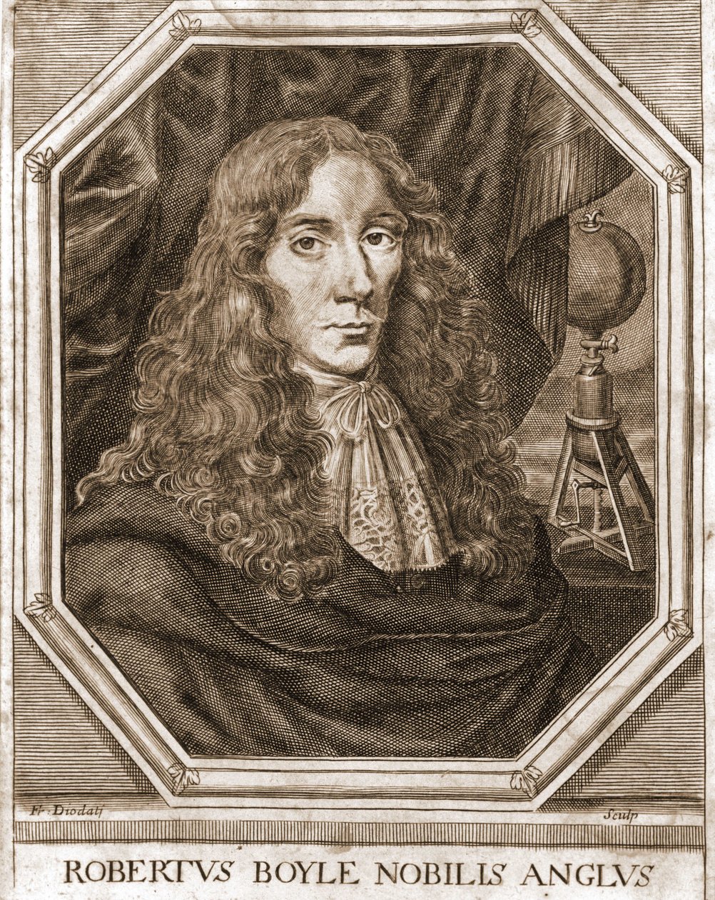 Retrato de Robert Boyle (1627 - 1691), físico e químico irlandês. de Unknown artist