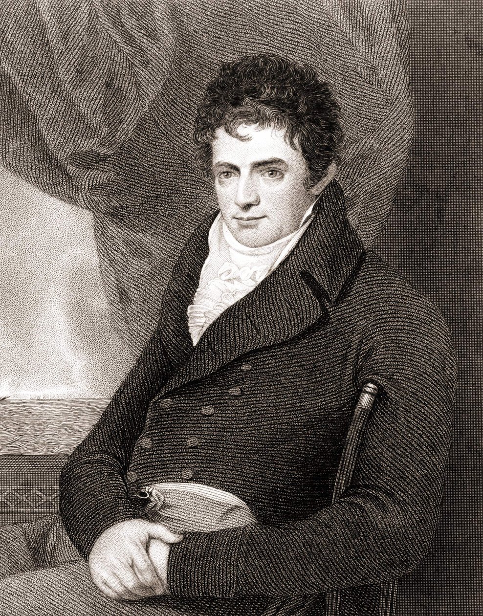 Retrato de Robert Fulton (1765 - 1815), mecânico de construção naval americano (Nautilus). Gravura do século XIX. de Unknown artist