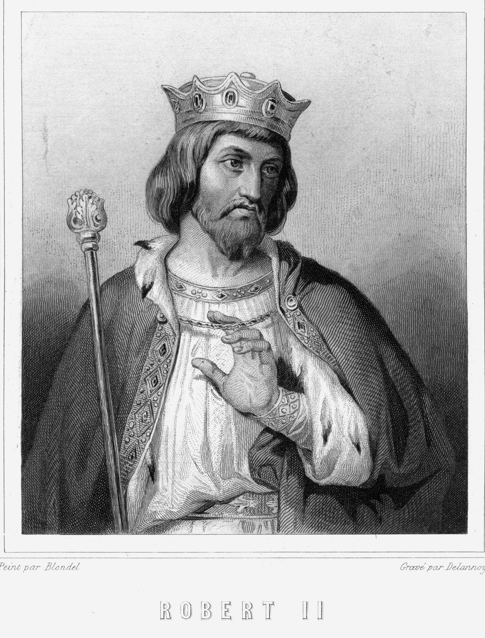 Retrato de Roberto II, o Pieux (v. 972 - 1031), Rei da França - em “Histoire des Français” ”de Lavallée, gravura, sd. de Unknown artist