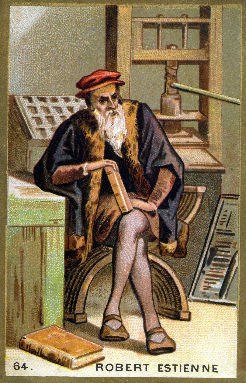 Retrato de Robert I Estienne (1498 - 1559) humanista, editor e impressor. Cromolitografia do século XIX. de Unknown artist