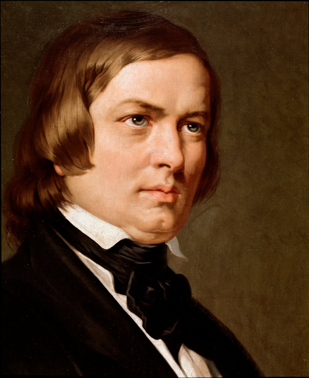 Retrato de Robert Schumann, compositor alemão. (quadro de Unknown artist
