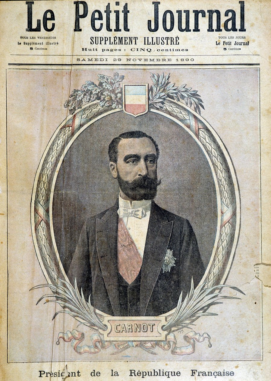Retrato de Sadi Carnot - capa "The Petity Journal" 29/11/1890. de Unknown artist