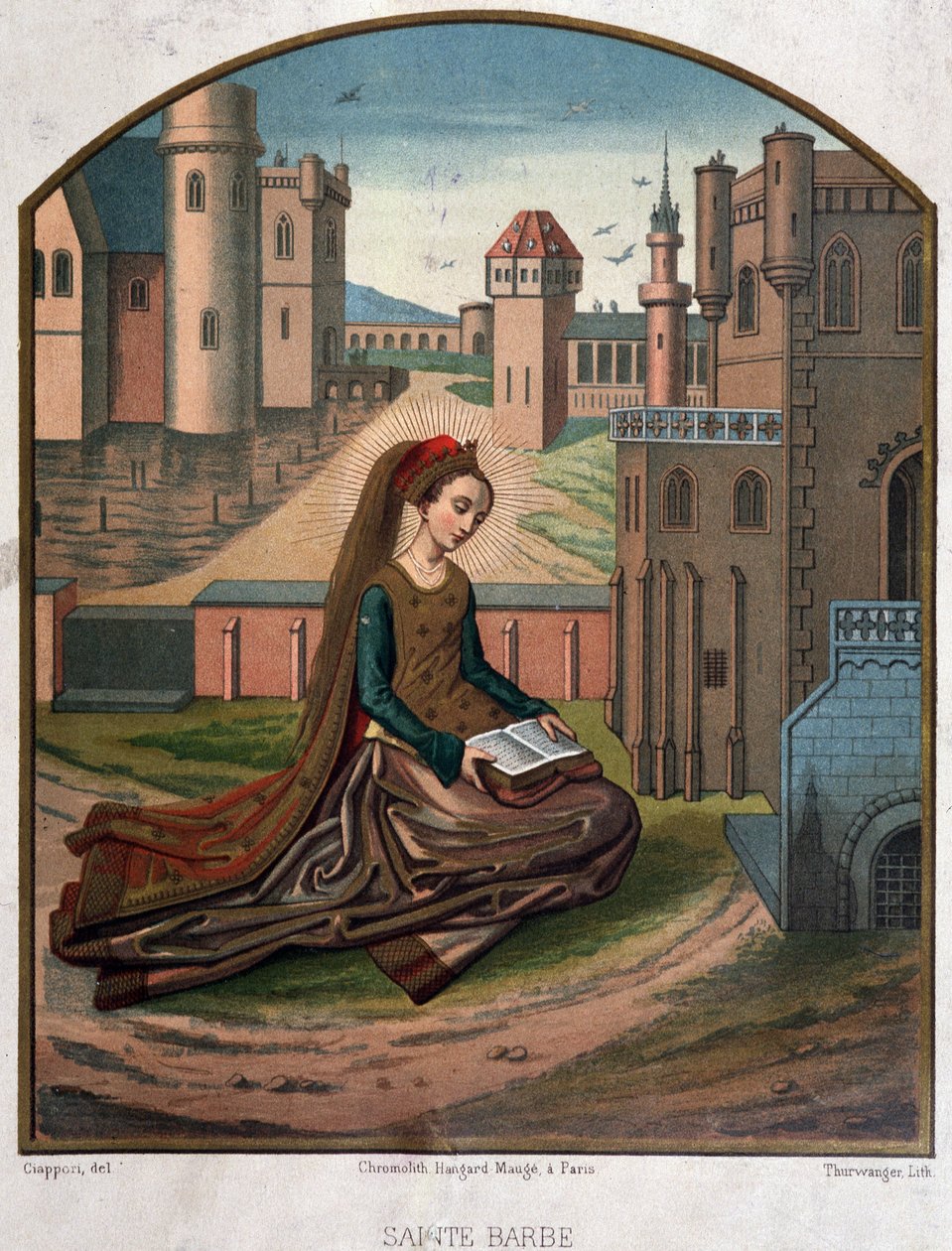Retrato de Santa Barba - de um documento do século XV de Unknown artist