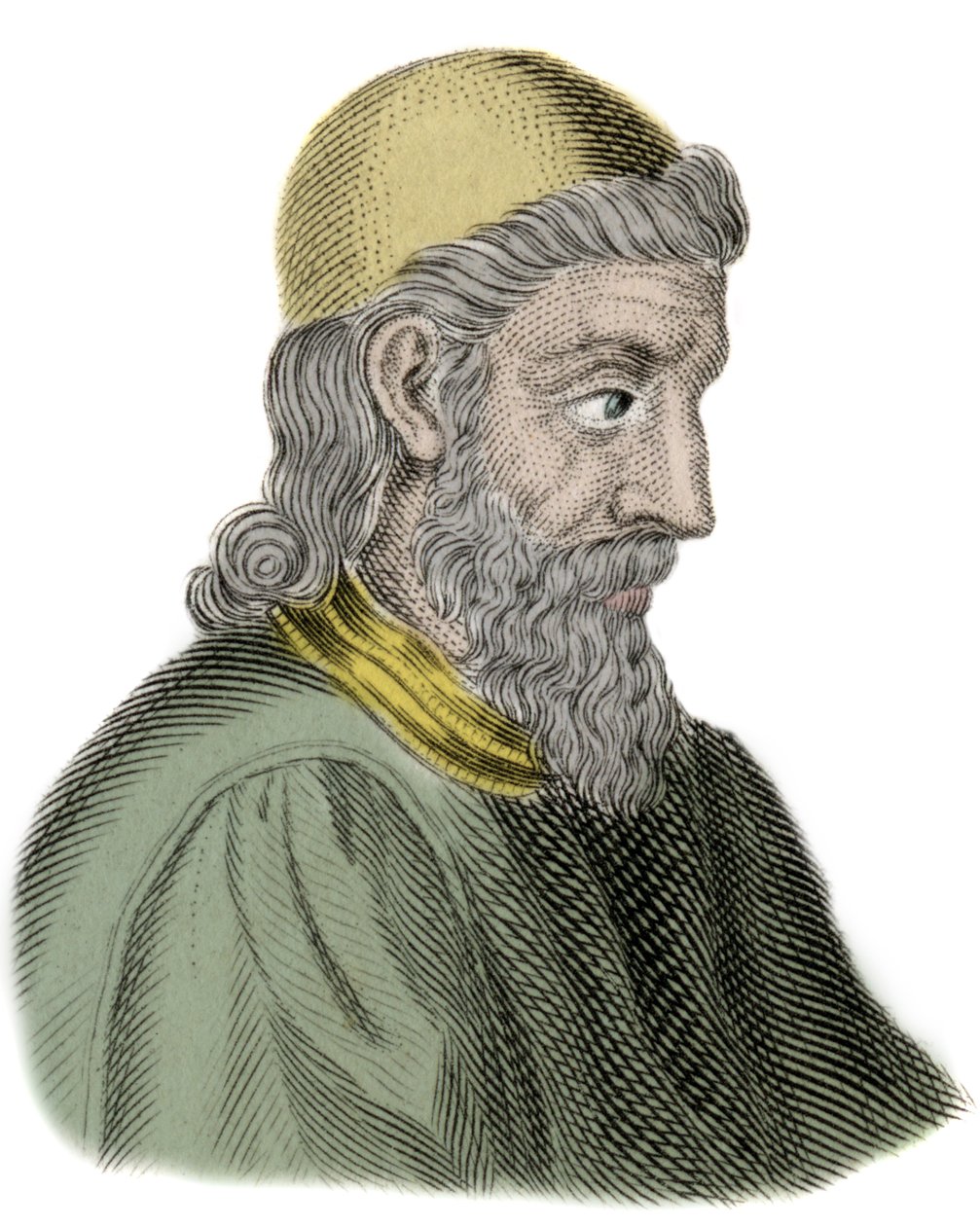 Retrato de São Bede, o Venerável (Beda Venerabilis) (672-735) Monge e Doutor da Igreja - Gravura de Unknown artist